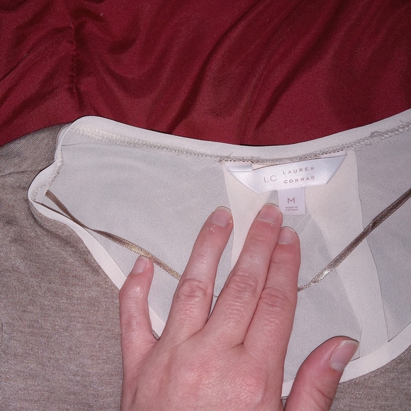 LC Lauren Conrad Cream and Tan Blouse - Picture 3 of 15